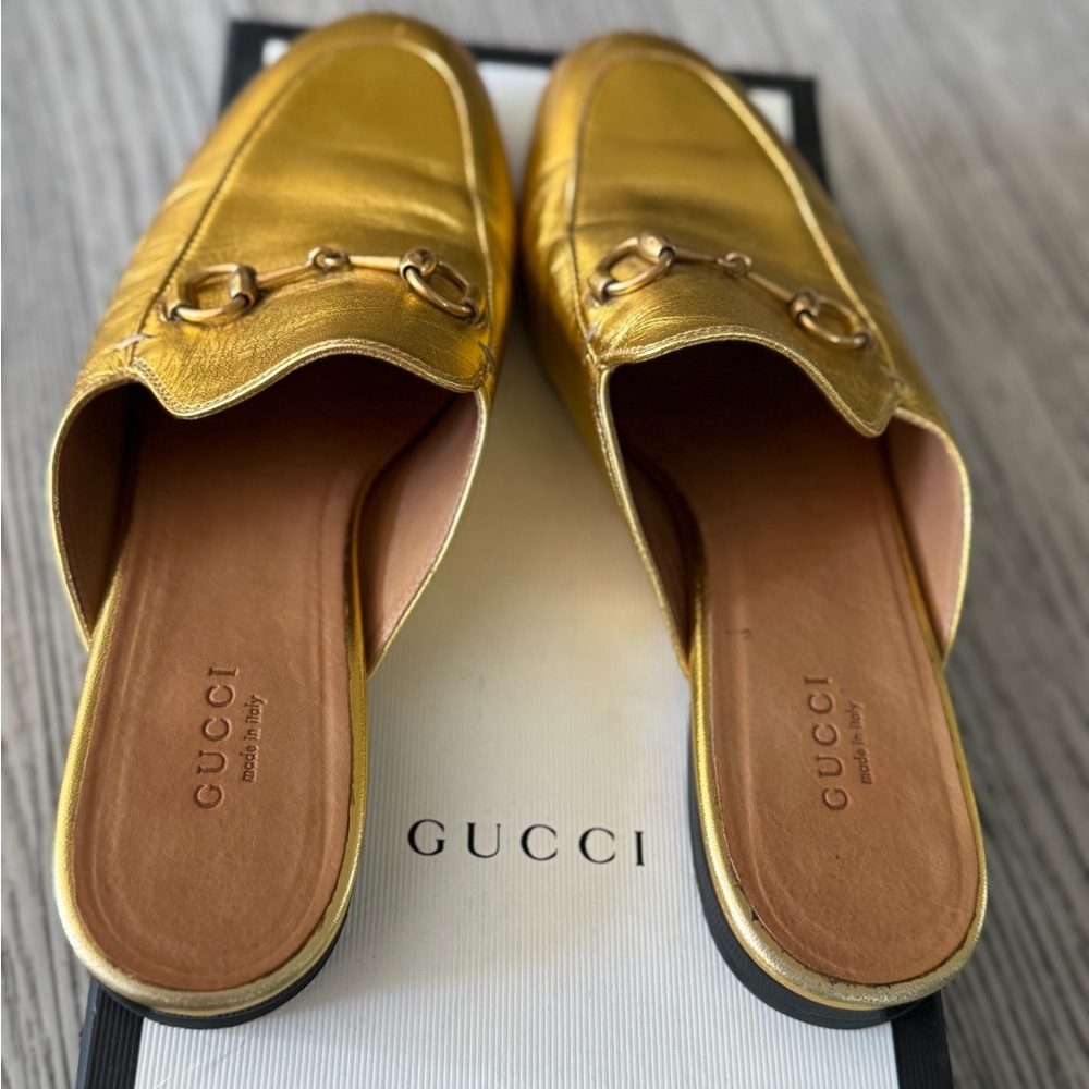 Gucci Gold Women's Mules - Picture 3 of 5